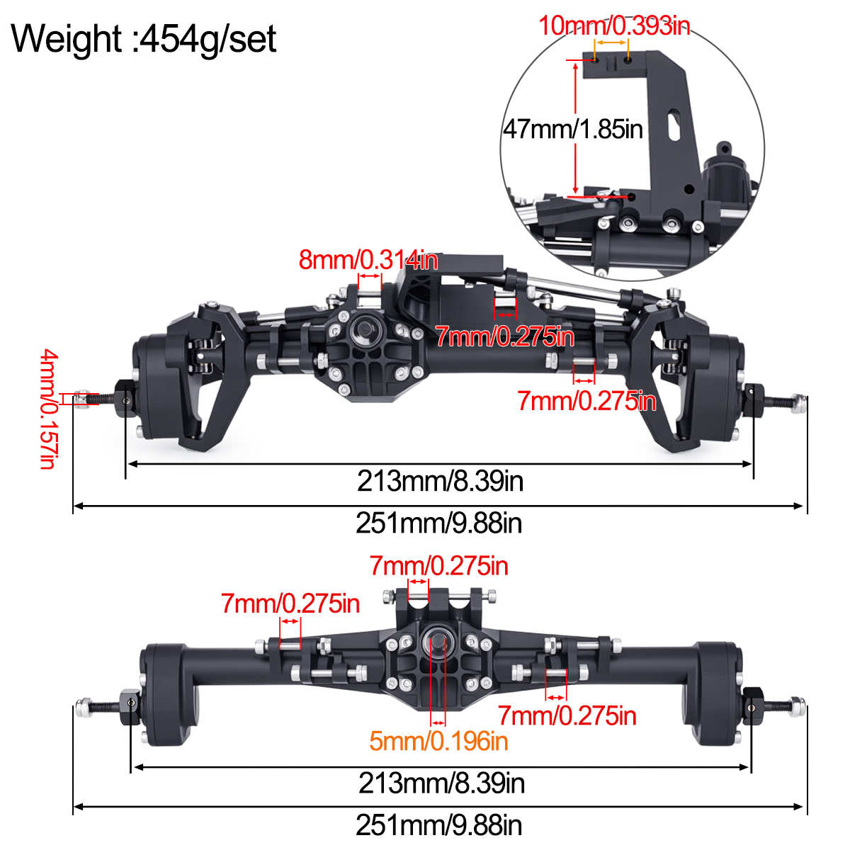 Plastic complete voor- en acht - Rc Crawler Axle Parts recensie en prijs