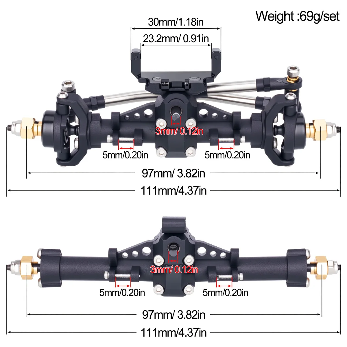 Plastic SCX24 Voor- en Achtera - Rc Crawler Axle Parts recensie en prijs